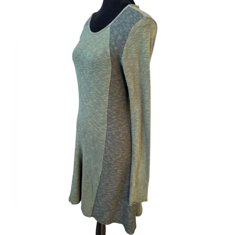 Nation Dress Size Medium Knit Fit & Flare Long-Sleeve Stretch Mini Olive Green